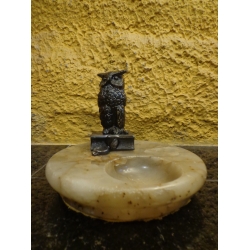 Escultrio Coruja em Bronze Pedra Sabo