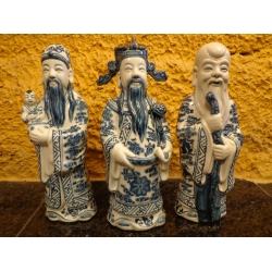 Esculturas em Porcelana Chinesa Divindades Fu Lu Shou