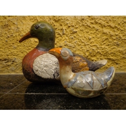 Par de Patos em Terracota Policromada