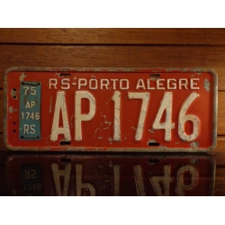 Placa Automotiva Antiga Vermelha RS- AP 1746