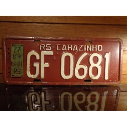 Placa Automotiva Antiga Vermelha RS - GF 0681