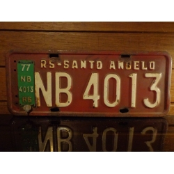 Placa Automotiva Antiga Vermelha RS - NB 4013